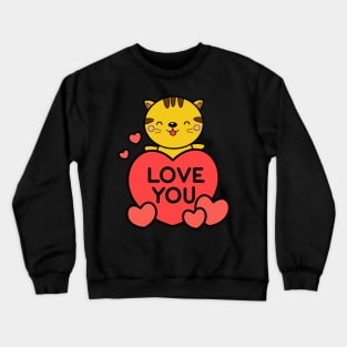 "Love You" Cat Crewneck Sweatshirt